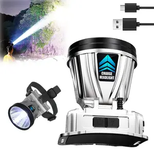 Super Bright Rechargeable High Power Headlamp,LED Rechargeable Head Lamp,LED Head Lights for Forehead Flashlight,Waterproof Headlamp Headlight with White Lights for Camping,Running,Cycling,Fishing