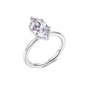 MDFUN 2CT Marquise Cut Solitaire Cubic Zirconia Classic Wedding Engagement Band Promise Eternity Ring for Women R-0045 classic gift engagement lover