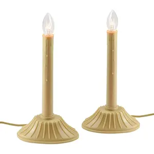 2 Pack Christmas Electric Window Candles, Christmas Window Candles with 4 C7 Clear Bulbs(2 Spare), Plug Ivory Candle Lamp for Window Home Table Christmas Decoration