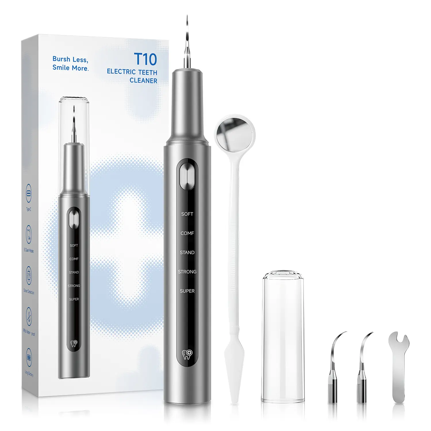 Plaque Remover for Teeth,Ultrasonic Dental Scaler,Electric Tooth Cleaner Tartar Remover for Teeth with LED Light,5 Modes Rechargeable Teeth Cleaning Kit with Dental Tools