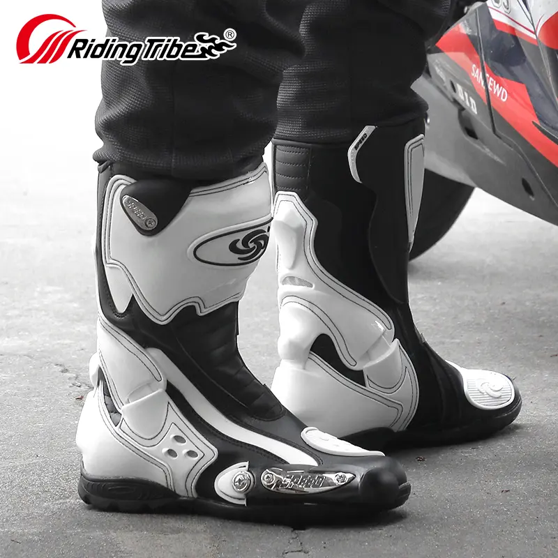 Men's High-Top Motorcycle Riding Boots - Protective Gear with Slip-Proof, Wear-Resistant Sole, Anti-Collision Ankle Protection, Breathable Design, All-Season Off-Road Use