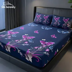 2/3pcs Fitted Sheet, Bedding, Mattress Protector, Bed Cover, Bed Sheet, Cozy Home Textile,1pc Mattress Cover with 1/2pcs Pillowcase, Fits For All Size Beds - Twin, Full, Queen, King, Suitable For All Seasons, Dustproof Bedspread, Floral Style, No Pillow