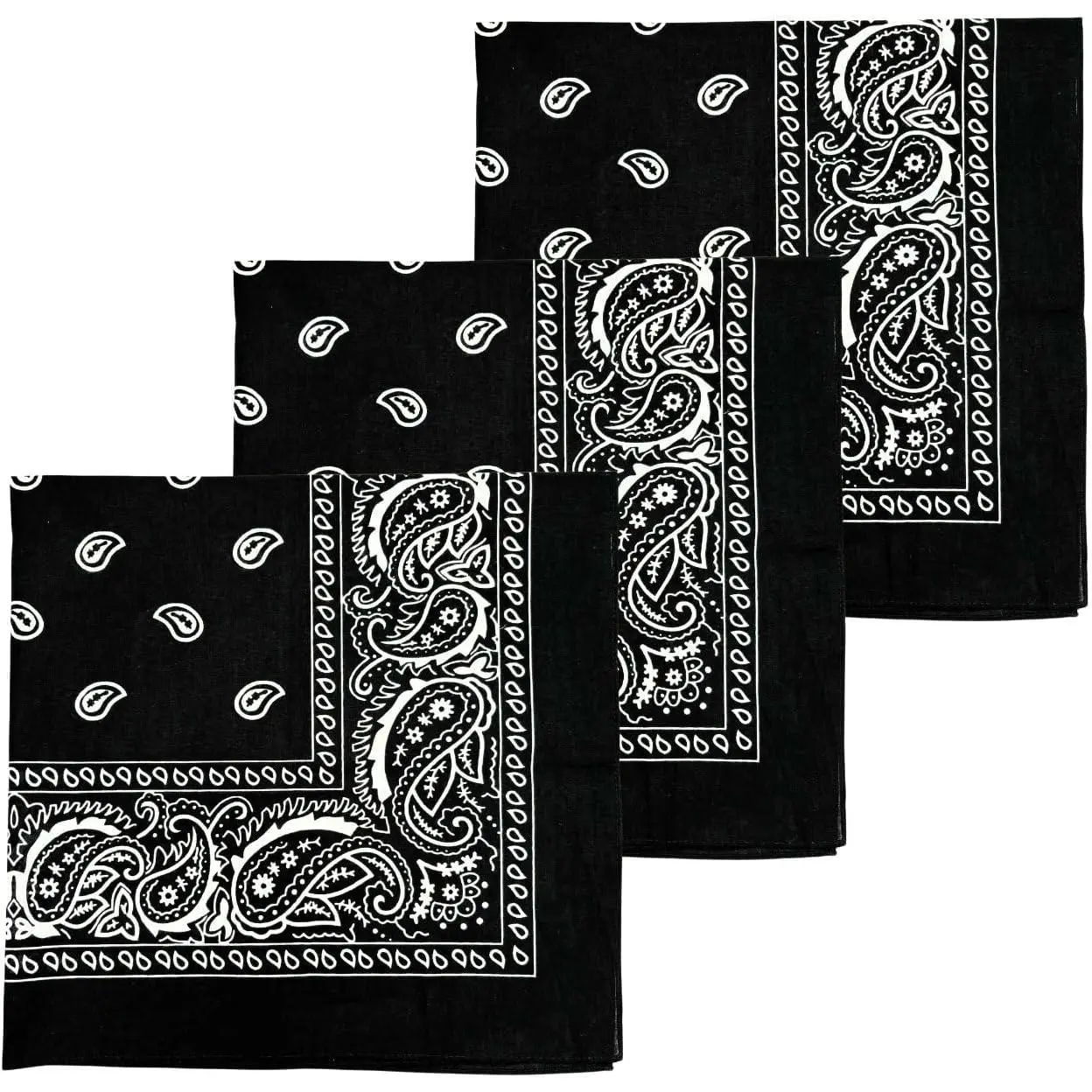 3-Pack Extra Large 27in x 27in 100% Cotton Paisley Bandanas for Men & Women, Versatile Handkerchief, Headband, Scarf (Festive & Party Supplies, Party Bag Gift Add-On)