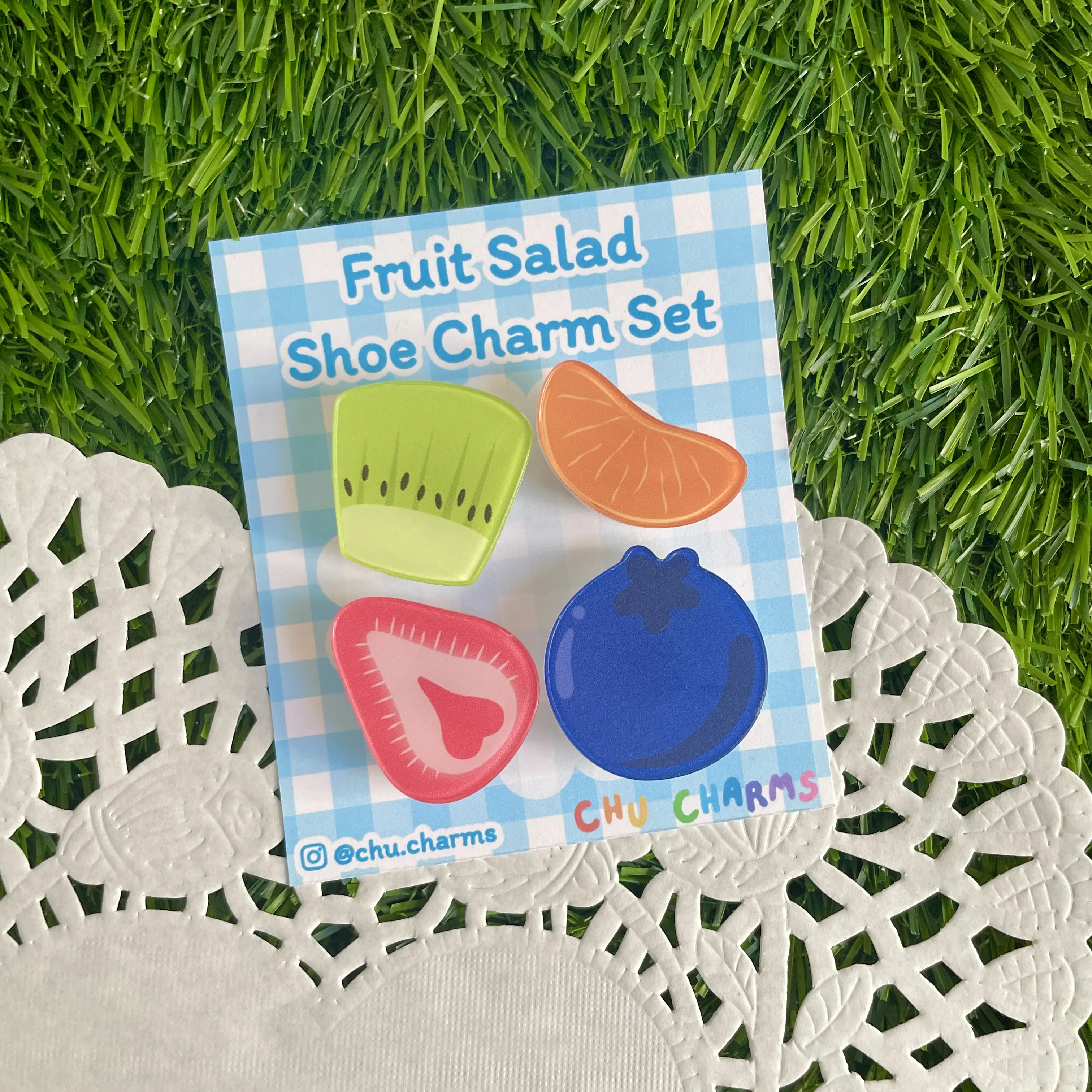 Fruit Salad Shoe Charm Set | Kawaii Cute Cartoon Fruit Clog Sandal Accessory | Strawberry Kiwi Blueberry Orange Shoe Charms | Trinkets Footwear