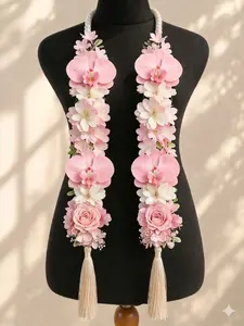 Pastel Floral Graduation Stole, Handmade Ribbon Flower Lei, Personalized Grad Sash Gift