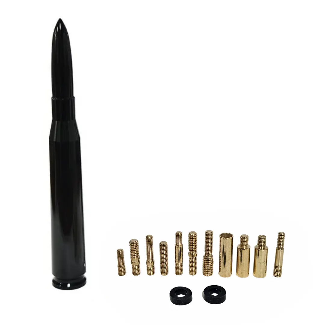 HittCraft Stubby 50 BMG 6061 Aluminum Replacement Antenna, 11 Adapters for Easy Installation, Compatible with Chevy Dodge Jeep Ford Toyota GMC Nissan Cars, Car Exterior Accessories