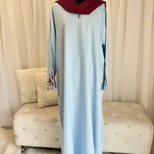 Alena Linen Floral Embroidered Closed Abaya