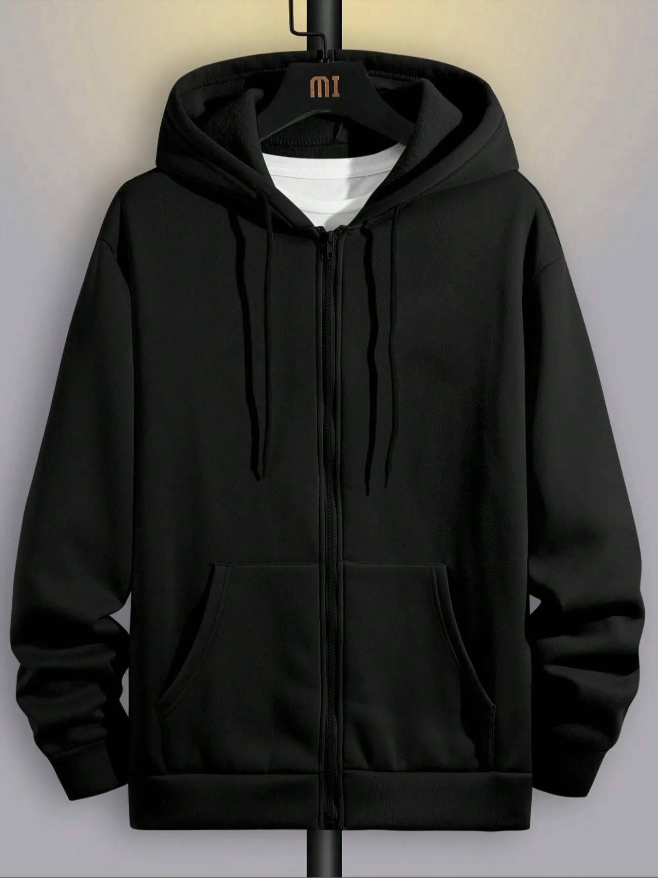 Men's Fleece Fabric Casual Fitted Hoodie with Full Zipper, High-Performance Long Sleeve Hooded Sweatshirt with Kangaroo Pocket, Fall & Winter Outdoor Wear Tops, Hooded Outerwear, Menswear, Sweater Hoodie, Casual Hoodie Pullovers, Fashion Hoodies