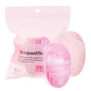2pcs Egg-Shaped Hairbrush - Scalp Massager & Exfoliating Comb with Non-Slip Grip, Wet/Dry Use for Normal Hair, Travel-Friendly Hair Brush for Home, Salon, Meditation - Ideal Birthday, Wedding, Housewarming Gift (Rose red+pink)