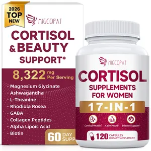 Migcopat 17-in-1 Cortisol Supplements for Women, 8322mg with Collagen, Magnesium Glycinate, Ashwagandha, L-Theanine , Helps regulate sleep, Cortisol Reducer for Women- 120 Capsules