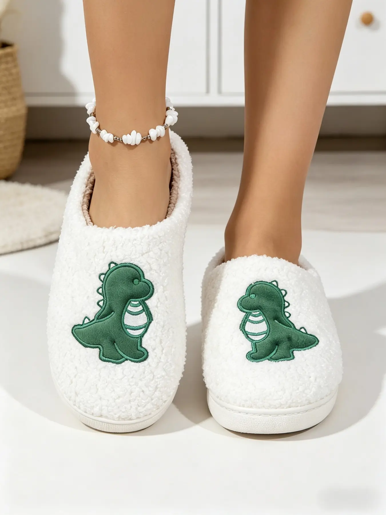Women's Cartoon Dinosaur Slippers, Non-Slip Quiet Sole, Lightweight Comfortable, Casual Home Wear, Indoor Slippers, Cozy House Slippers, All-Season Footwear