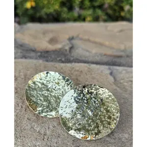 Large Hammered Disc Brass Earrings