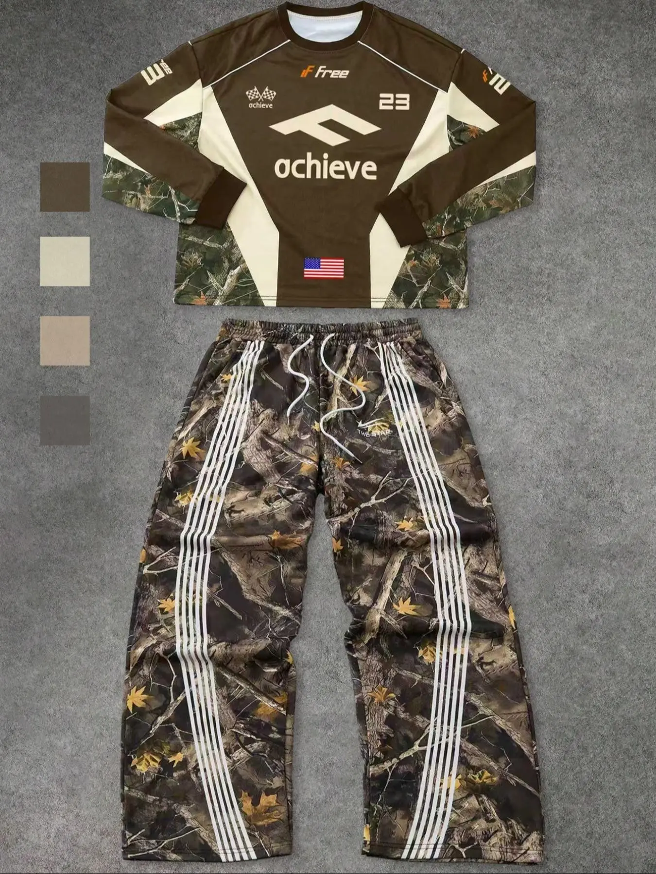 Men's Casual Sportswear Set, casual tracksuit set, Matching Tracksuit, Autumn Winter Knitted Fabric, 100% Polyester Fiber, Round Neck Pattern Design, Elastic Waist, Two-Piece
