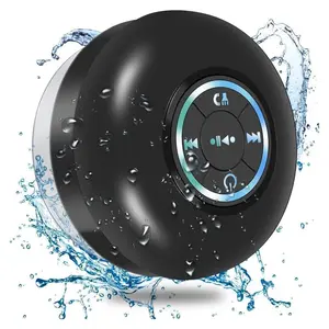 Mini Bluetooth shower speaker with LED lights, portable IPX4 waterproof, hands-free calling function.Rechargeable via Micro USB, wireless stereo speaker perfect for beach, shower and home use.