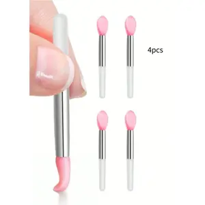 4 PCS Mini Portable Silicone Lip Brush Set For Women, Easy To Clean, Convenient Small Silicone Spatula Mini Lip Mask Brush Spoon For Lipst,  silicone makeup brush
