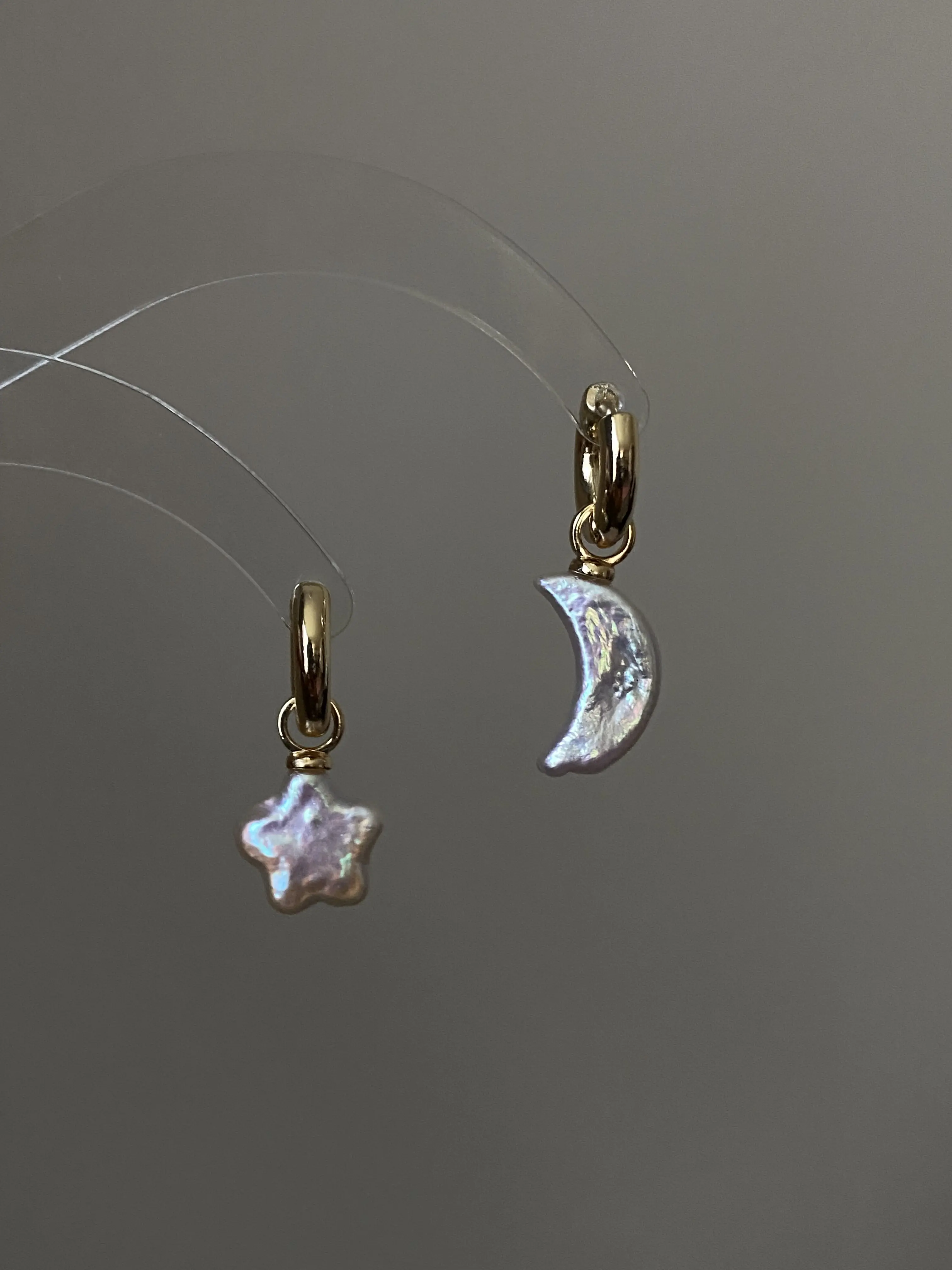 Star Stud earring dangle drop Baroque pearl earring