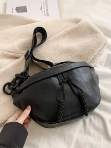 Vintage Solid Color Simple Crossbody Chest Bag, Versatile Zipper Closure Shoulder Bag for Outdoor Commuting, Stylish Everyday Use