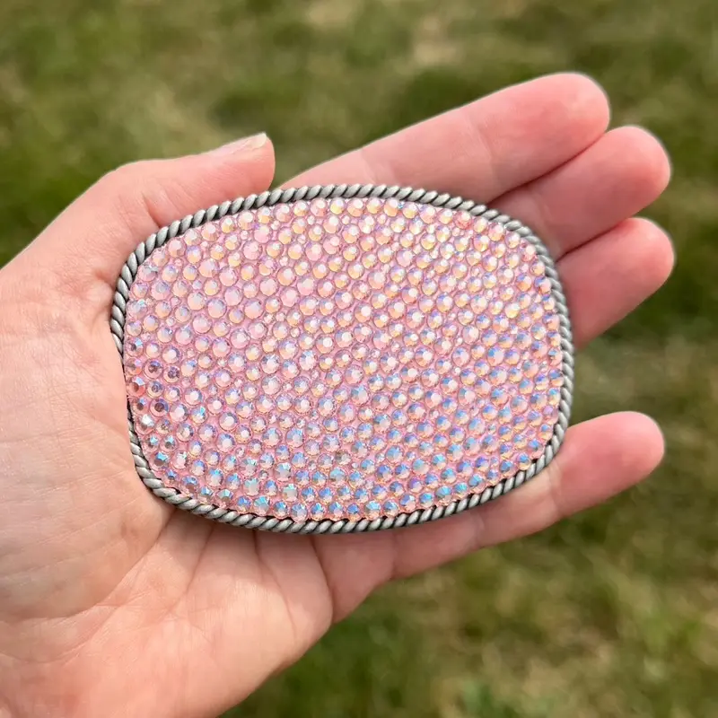Light Pink Rhinestone Belt Buckle