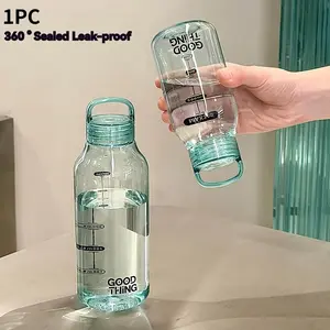 Japanese-Style Minimalist Transparent Polycarbonate Water Bottle, Leak-Proof, High-Temperature Resistant, Portable Tumbler for School, Home, Office, Outdoor, Convenient Carry, Durable and Stylish for Everyday Use