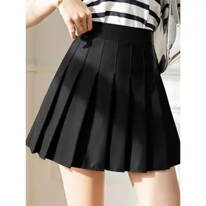 White Women Pleated Skirts Summer High Waist Zipper Girls Dancing JK Skirts Black Fashion Student A Line Faldas Fabric Fit Style Comfort Minimalist