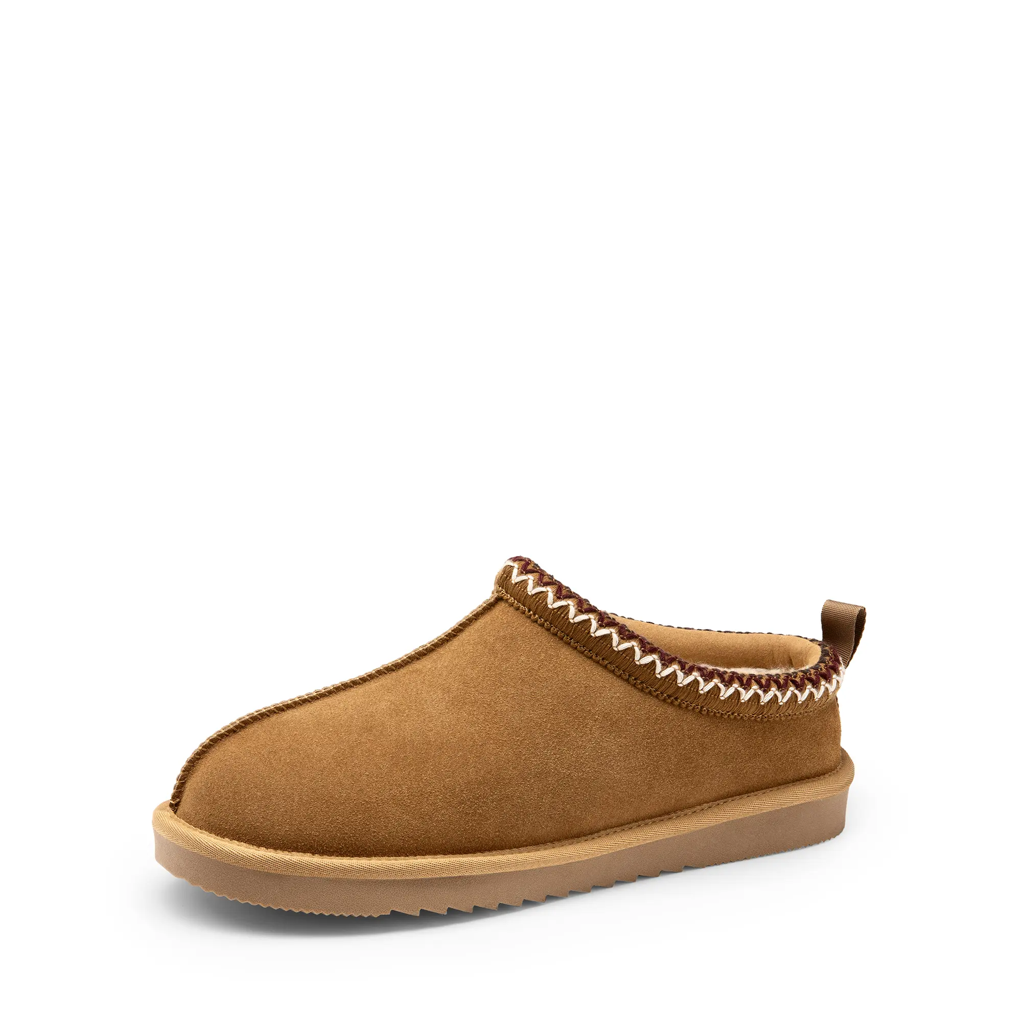 Dream Pairs [FuzzyEasy] Men's Genuine Suede Casual Slip-on Embroidered Slippers - Soft Plush Clogs with Leather Nails, Memory Foam, Winter Warmth, TPR Grip on Wet Floors, Indoor-Outdoor Walking Shoes