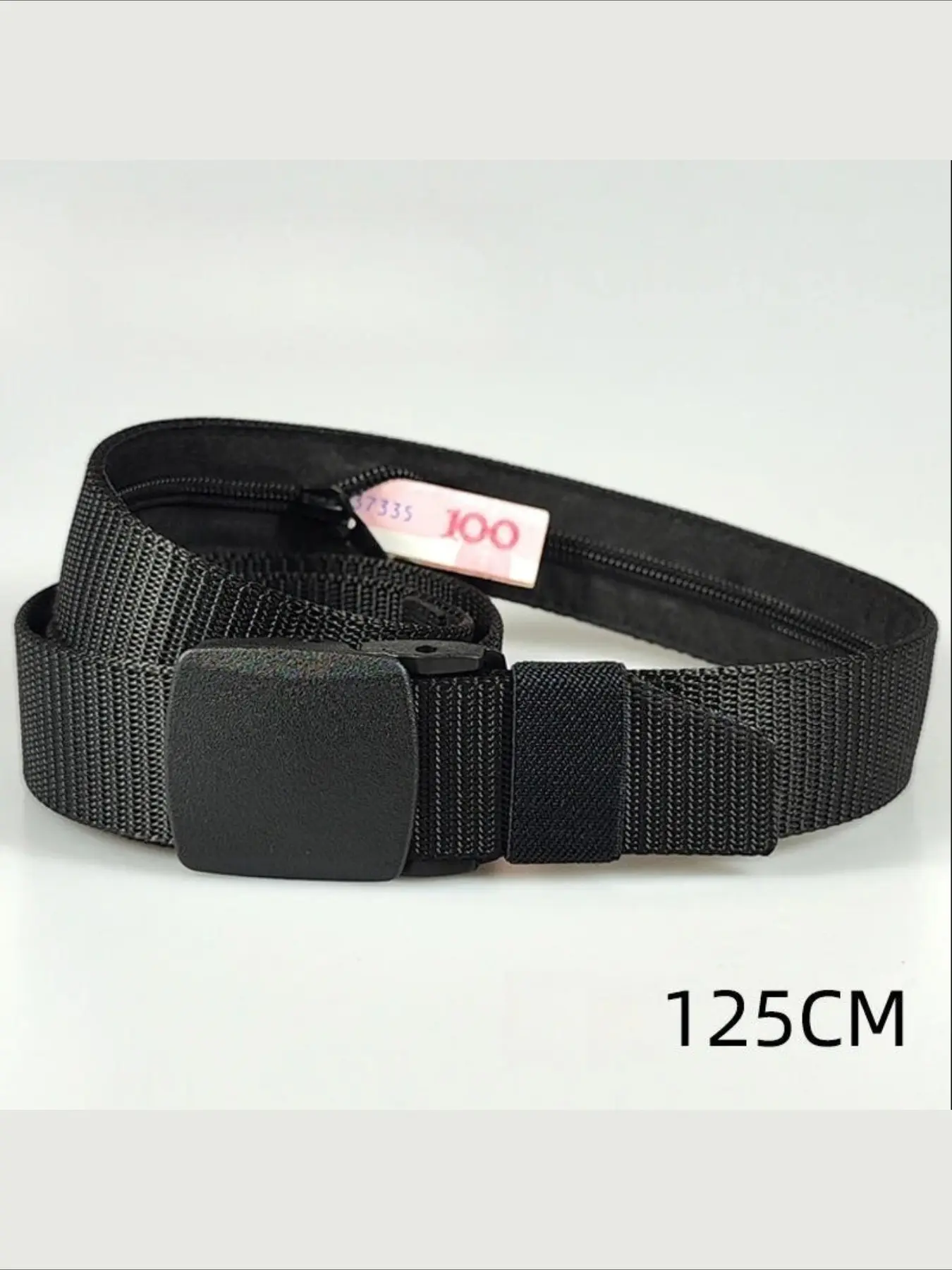 Men's Nylon Tactical Waist Belt with Plastic Buckle, Outdoor Anti-Theft Zipper Woven Leather Belt, Hidden Money Belt, Street Style Belt, Adjustable Buckle, Easy Adjustable Belt, Casual Belt