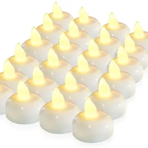 200 Hours 24 Pack Flameless Floating Candles, Warm White Led Flickering Tealight Candles in Bulk, Decor for Wedding, Party, Centerpiece, Pool, Christmas