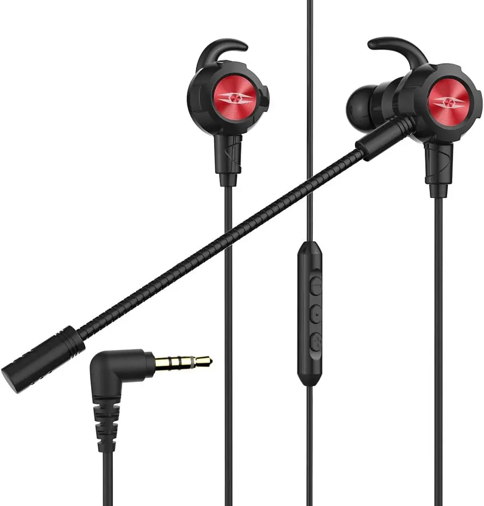 Takstar SPRINT In-Ear Gaming Headphone with Detachable Boom Microphone, 3.5mm Audio Connector, Hi-Fi Stereo Earbuds, Earphone Wire for Cell Phones, PC, Nintendo Switch