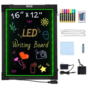 VEVOR LED Message Writing Board, 16"x12" Illuminated Erasable Lighted Chalkboard, Neon Effect Menu Sign Board, Drawing Board with 8 Fluorescent Chalk Markers and Remote Control, for Home Wedding Shop