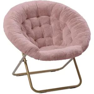 Garvee Oversized Soft Saucer Chair with Comfy Flower Accent and Sturdy Metal Frame, Collapsible Lounge Chair for Adults & Teens, Perfect for Living Room, Bedroom, Dorm, Office, and Gaming Spaces
