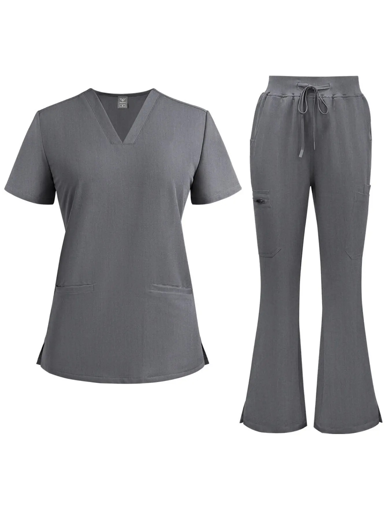 Comfortable and Casual V-neck Women's Doctor's Workwear Beauty Salon New Basic Solid Color Women's Nurse Clothes Available in All Seasons Nursing Center Uniform Set Nursing Scrubs Nurse Outfit