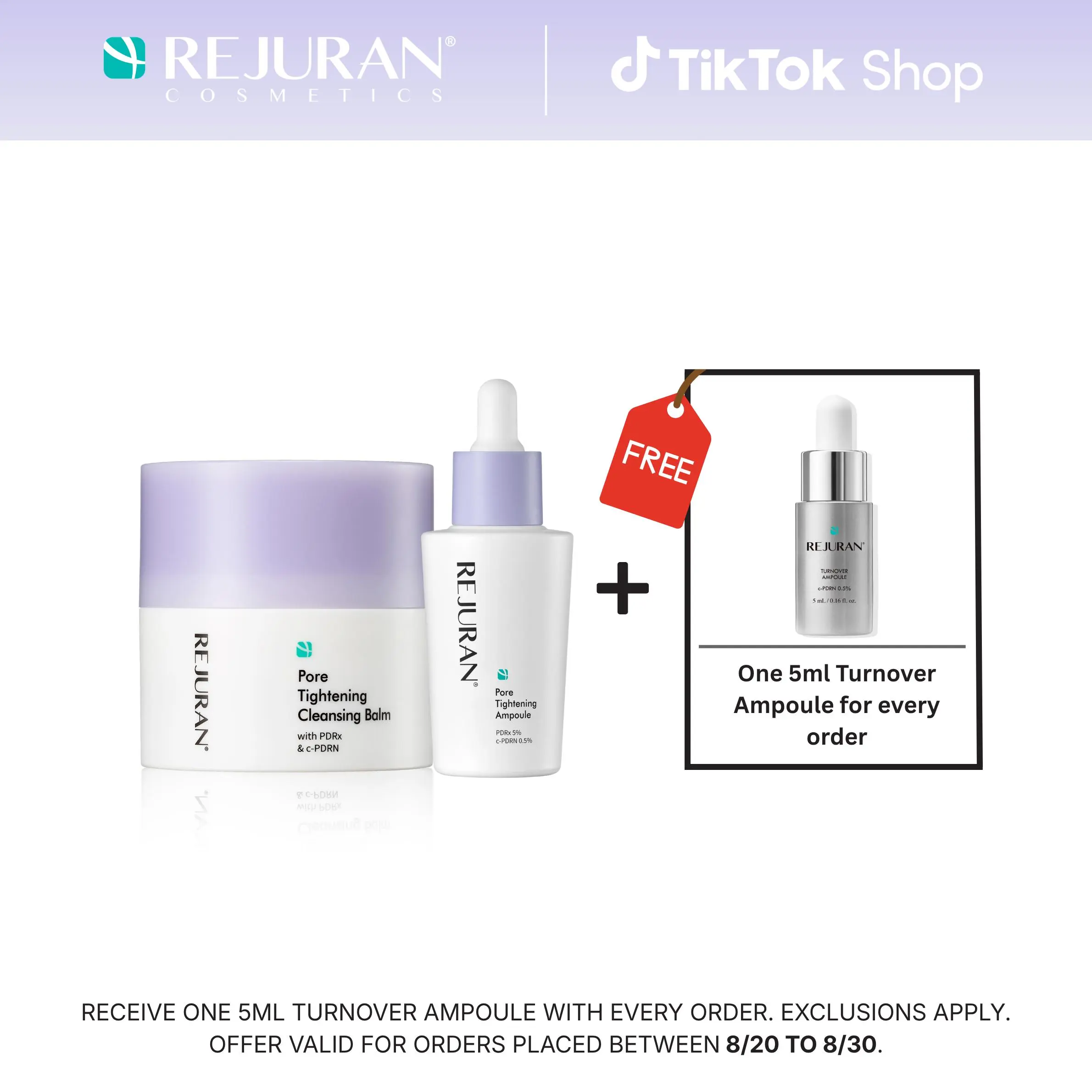 REJURAN Pore Tightening Ampoule and Pore Tightening Cleansing Balm – with PDRx and DOT c-PDRN