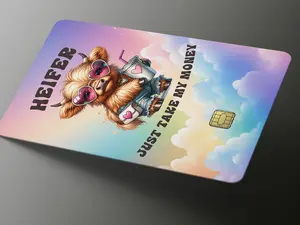 Cute Highland Cow Take My Money Credit Card Skin, Debit Card Covering