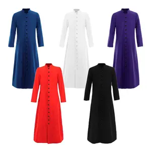 Church Priest Trench Jacket Cassock Clergy Robe Preacher Men Liturgical Stand Collar Single Breasted Minister Choir S-5XL