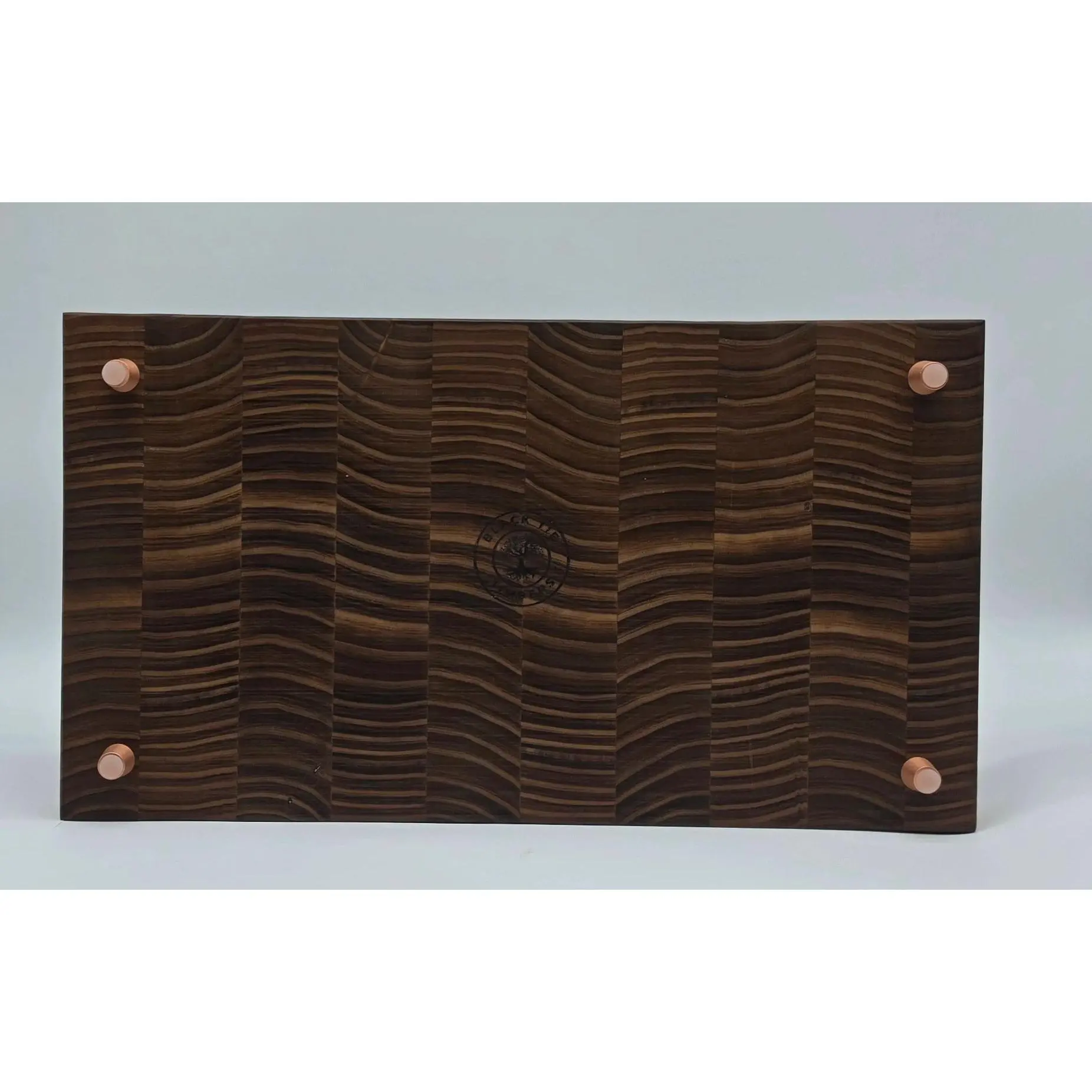 Russian Olive End Grain Cutting Board with Juice Groove, Copper feet