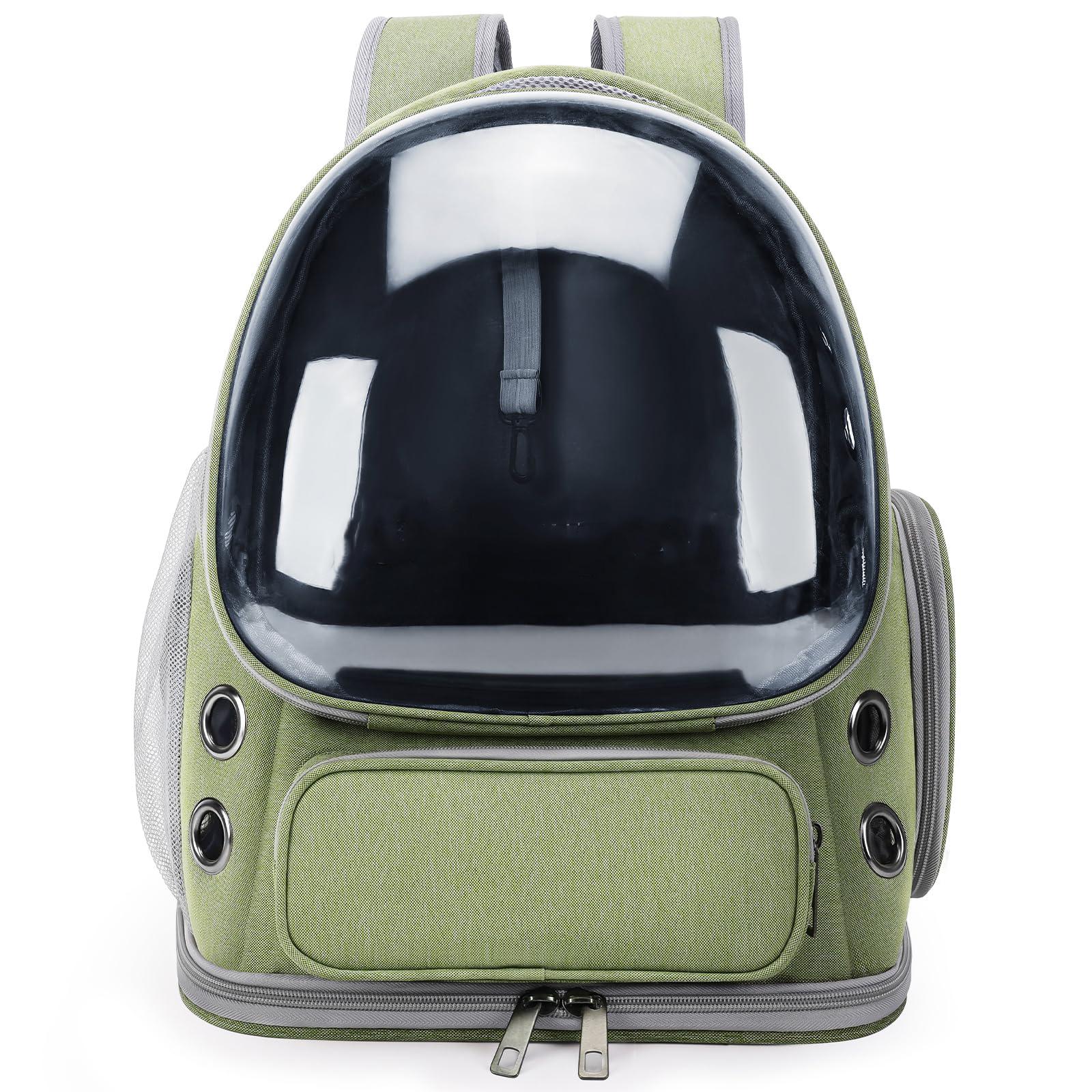Cat Backpack Carrier, Breathable Cat Carrier Large Space Bubble Pet Backpack for Kitty Small Dog up to 15lbs, Transparent & Foldable Pet Carrier for Travel Hiking