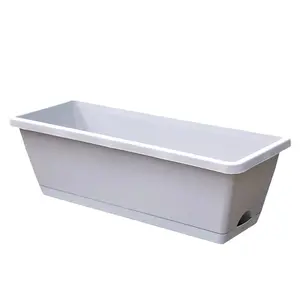 A set of 5 retro rectangular plastic flower pots, Planting container, with drainage holes and geometric patterns, suitable for vegetables, flowers, herbs, windowsills, balconies, and porches - durable indoor/outdoor multifunctional flower pots
