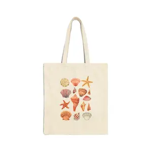 Seashell Canvas Tote Bag - simple watercolor design