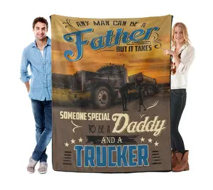 Super soft wool blanket - comfortable flannel sofa and bed, truck and trucker theme, perfect Father's Day gift, warm, lightweight, extremely plush and comfortable
