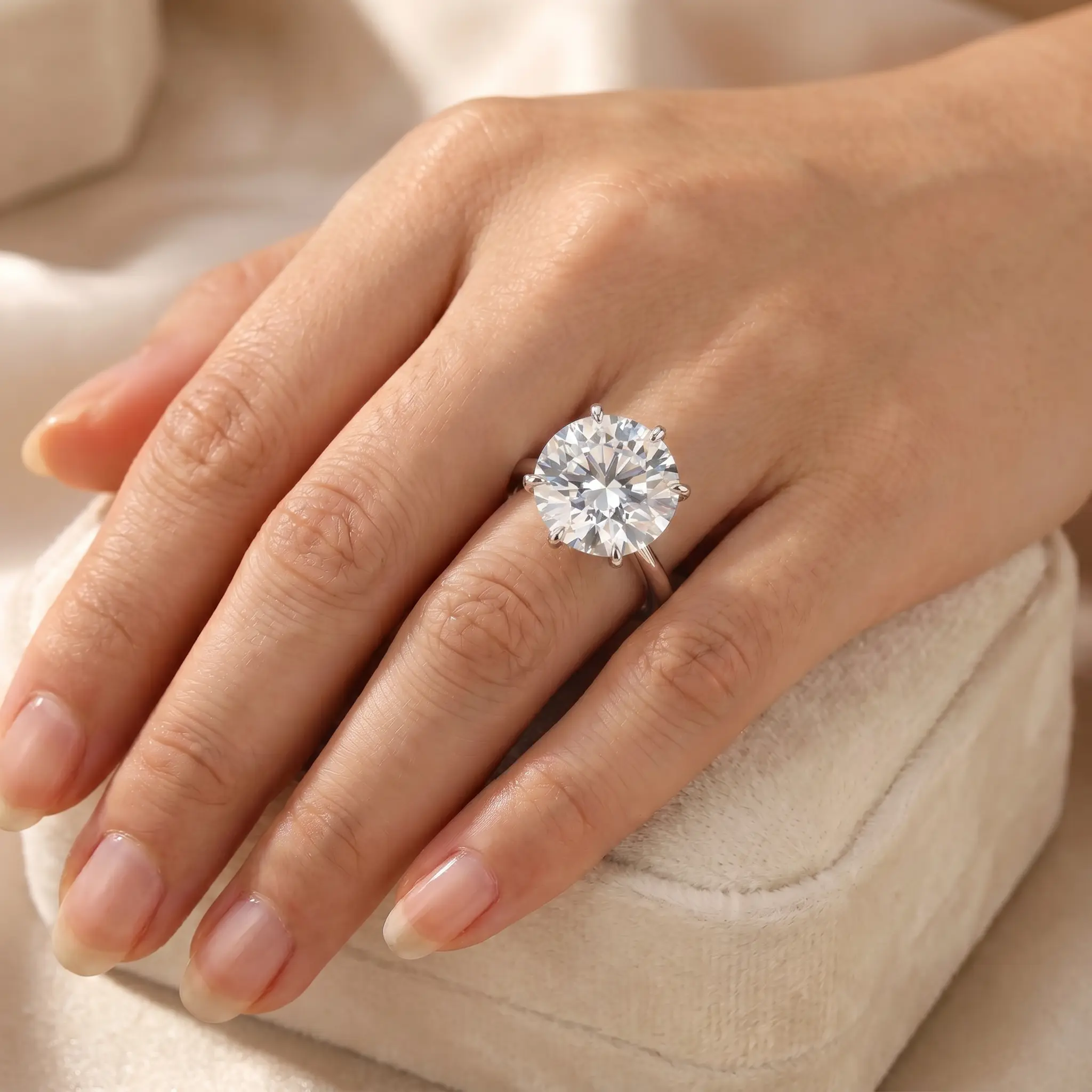 Certified 6Ct Solitaire Diamond Engagement Ring 14k White Gold Lab Grown