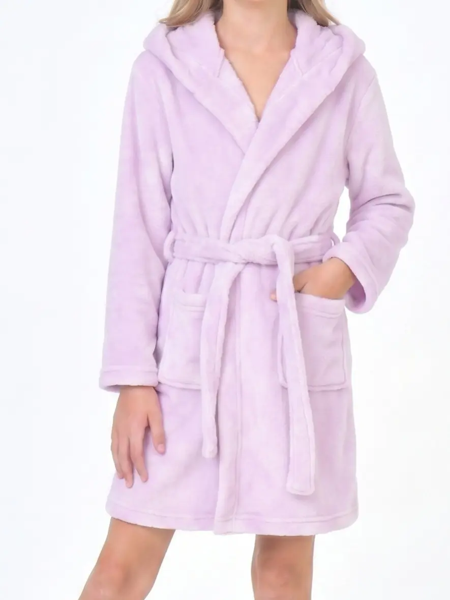Solid Purple Kids Robe Girls Robe Kids Robes for Girls | Premium Ultra Soft Hooded Flannel Bathrobe | Fleece Bath Robe Girls | Teen Robe for Kids Kid Robe | Plush Winter Sleepwear Loungewear Cozy Birthday Gifts for Toddler Kid & Girl Clothes Dressing Gown