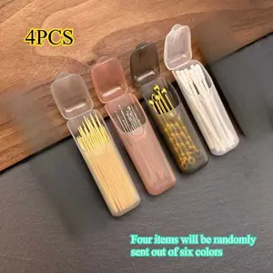 4pcs Random Mini Portable Dental Hygiene Box, Compact Travel Case for Floss, Medicine, Toothpicks, Swabs, Hygienic Oral Care Storage Set