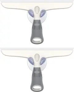 MR.SIGA Multi-Purpose 10-inch Silicone Squeegee for Windows, Glass, Shower Doors, Car Windshields, Heavy Duty Scrubber, Ergonomic Design, Non-Slip Handle, 2 Pack, White & Gray