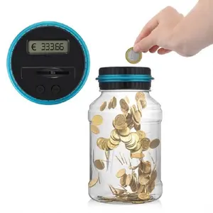 Smart Counting Coin Jar, 1 Piece LCD Display Coin Bank with Button, Coin Storage Jar with Count Function, Home Decor, Gift for Kids & Adults, Piggy, Digital Piggy Bank, Electronic Coin Bank