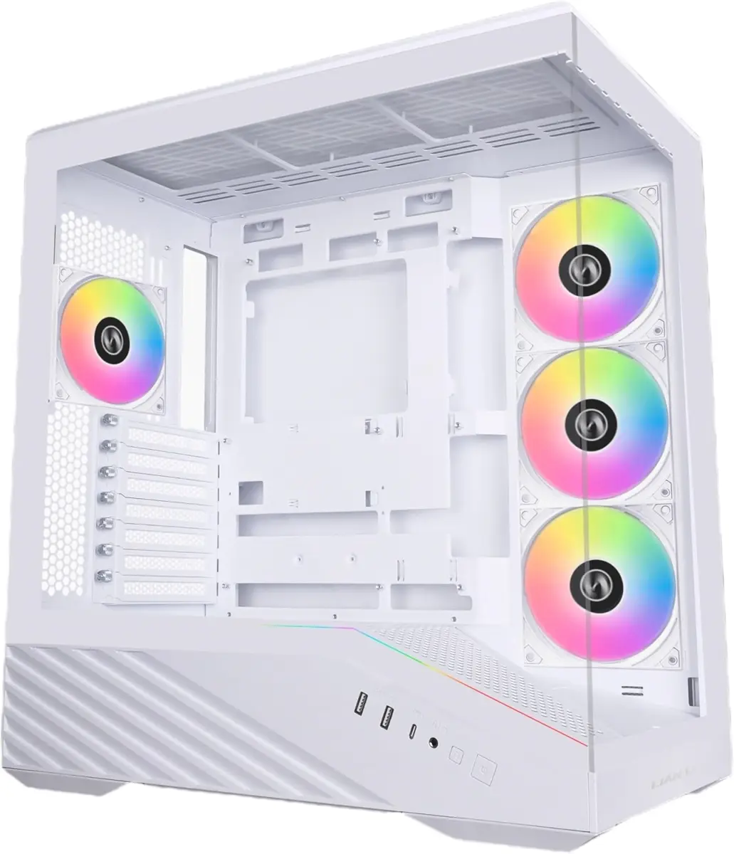 Lian-Li V100RW Mid Tower Case - White, 4 x 120 mm ARGB PWM Optimized Airflow Fans, Stainless Steel & Plastic Build, Supports ATX/Micro ATX, Up to 1800 RPM