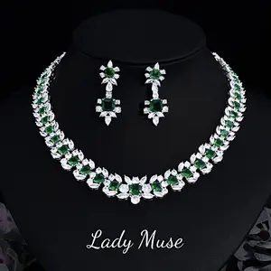 925 Silver Lab-Created ECO Diamond Green Christmas Style Party Gift