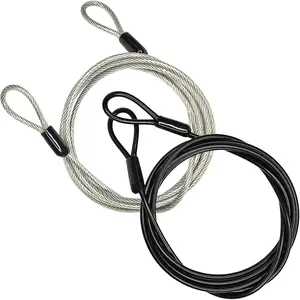 100CM/3.3ft 3mm Outdoor Travel Security Cable Lock,Braided Steel Coated Safety Cable Luggage Lock,Safety Cable Wire Rope Double Loop Lightweight (2 Pack)