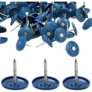 (500 Pack) Round Plastic Cap Nail 1 Inch Roofing Nails Galvanized Tar Paper Nails for House Wrap Fastening Foam Board Roofing Felt Insulation Film (500)