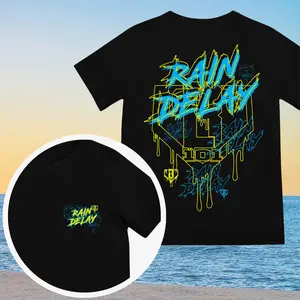 Men's 2-Sided Short-Sleeve Rain Delay Youth Tee T-Shirt - Unisex Youth Casual Classic Top for Birthdays