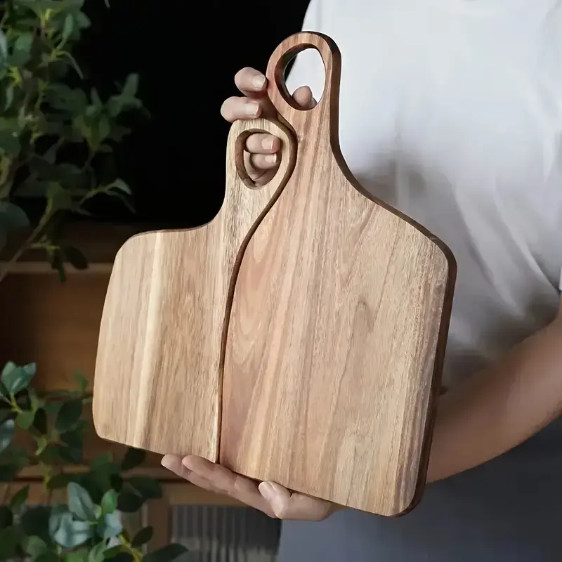 Durable Acacia Wooden Chopping Board Set - Extra-Thick, Reversible Kitchen Boards with Non-Slip Handles, Premium Kitchenware for Home Cooks, Meat Chopping, Chopping Boards Cooking Cutting Board Wooden Butcher Block